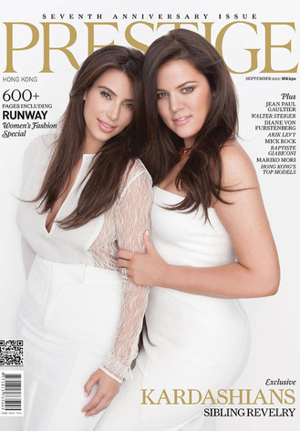 Kim Kardashian, Khloe Kardashian Odom, Prestige Magazine cover Kim Kardashian, Khloe Kardashian Odom, Prestige Magazine cover
